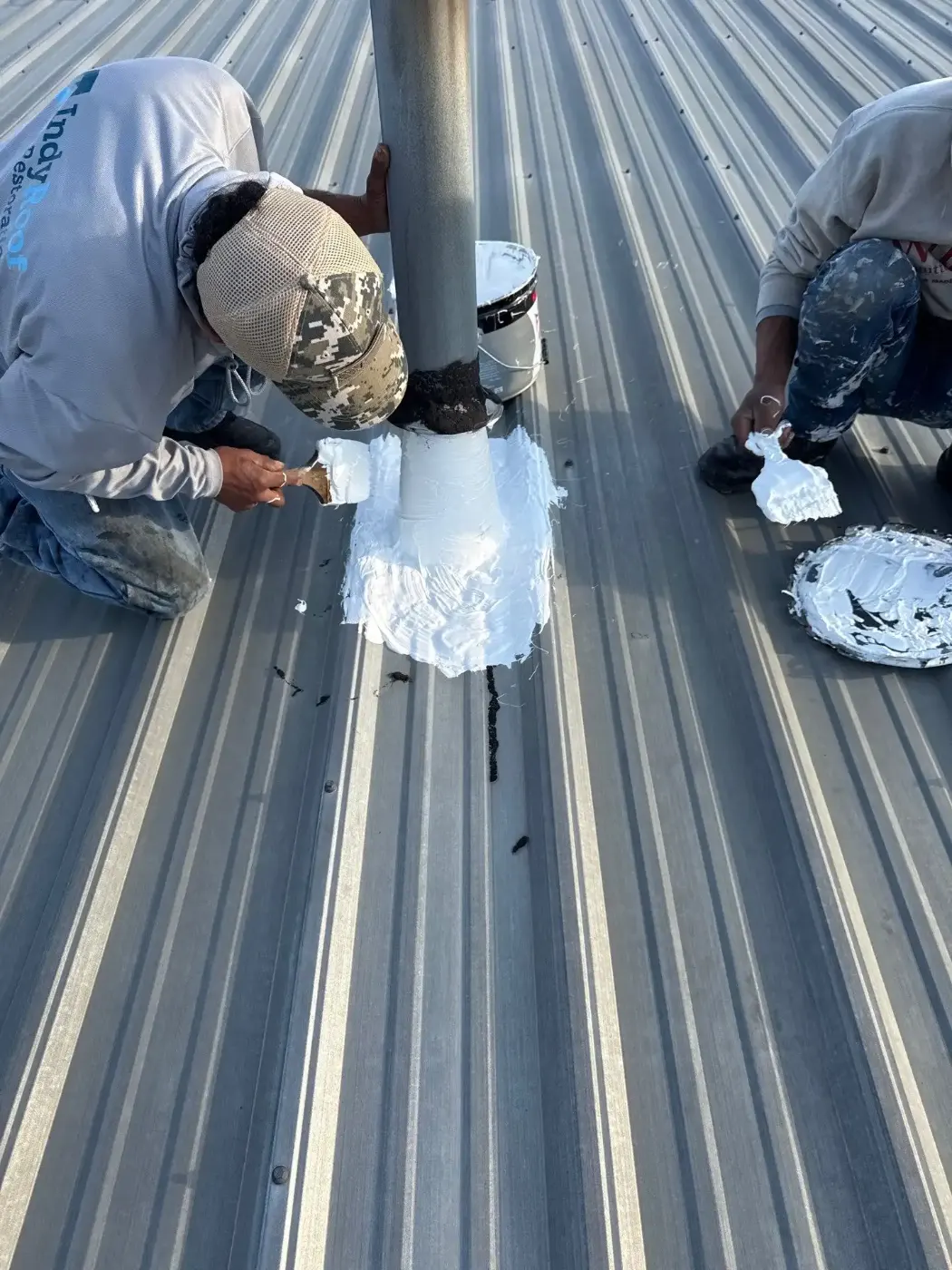 Tarping and dry-in on a New Augusta commercial roof